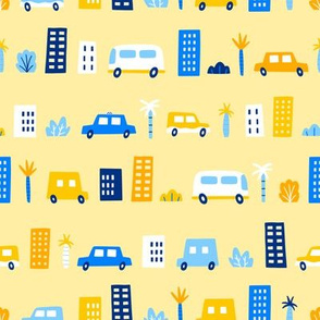 Cars in the yellow city