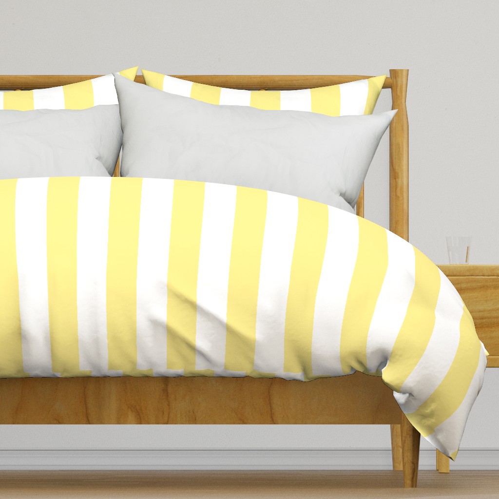 Buttermilk Yellow and White 3 Inch Vertical Circus Stripes