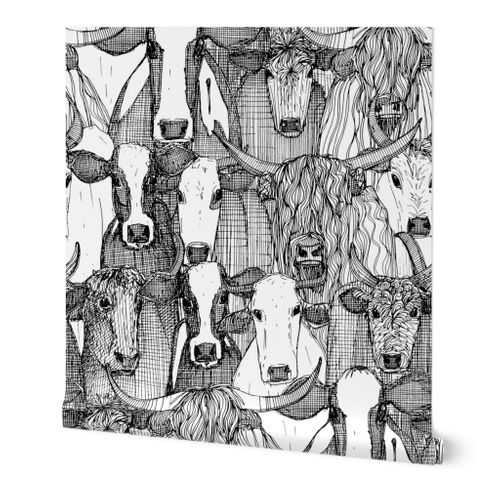 Peel-and-Stick Removable Wallpaper Cattle Cows Sharon Turner Cow Bull Friesian 