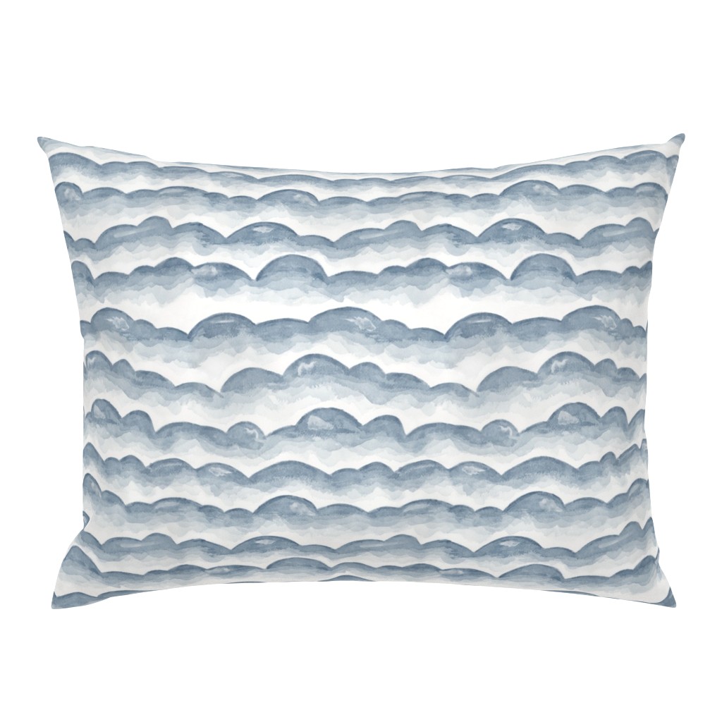 Watercolor Cloud Layers in Grey  // monochromatic watercolor cloud stripes ombre gradient layers baby grey neutral fabric