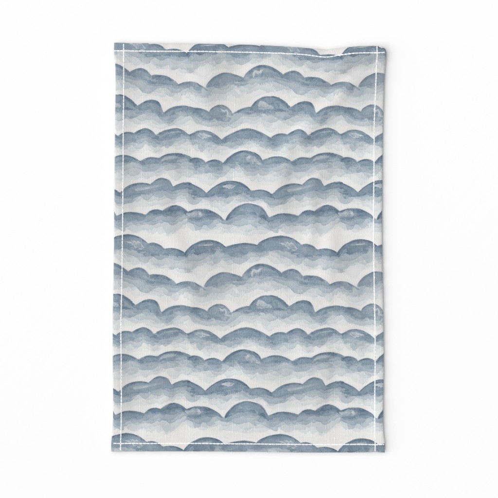 Watercolor Cloud Layers in Grey  // monochromatic watercolor cloud stripes ombre gradient layers baby grey neutral fabric