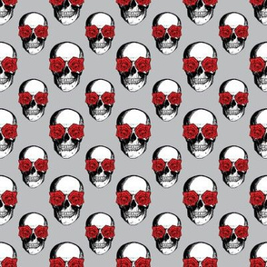 Skulls and Roses | Grey and Red | Gray | Halloween | Spooky | Horror | Day of the Dead