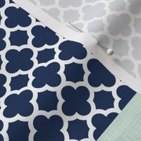 Practically Perfect - Navy/Mint - Wholecloth Cheater Quilt