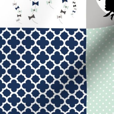 Practically Perfect - Navy/Mint - Wholecloth Cheater Quilt