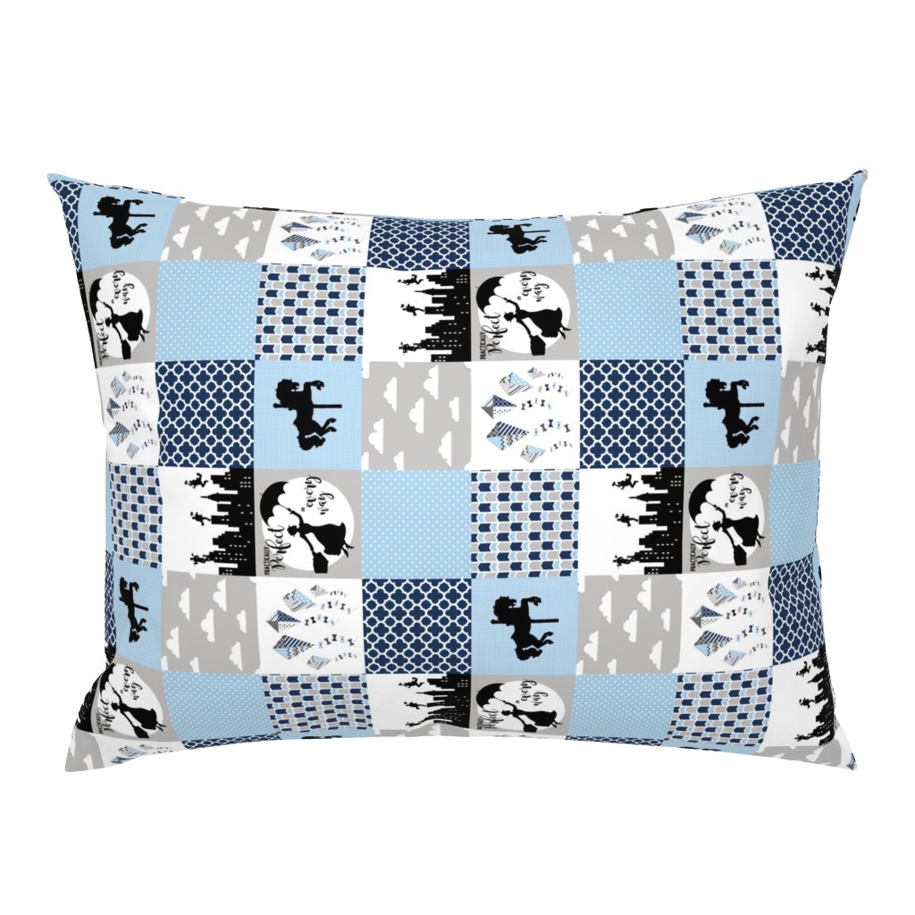 3 inch Practically Perfect - Navy/Blue - Wholecloth Cheater Quilt - Rotated