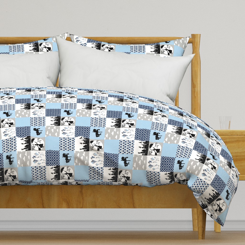 3 inch Practically Perfect - Navy/Blue - Wholecloth Cheater Quilt - Rotated