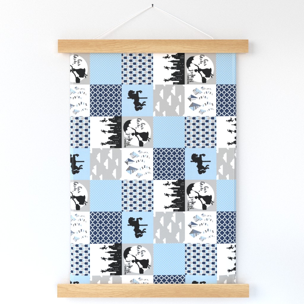 3 inch Practically Perfect - Navy/Blue - Wholecloth Cheater Quilt - Rotated