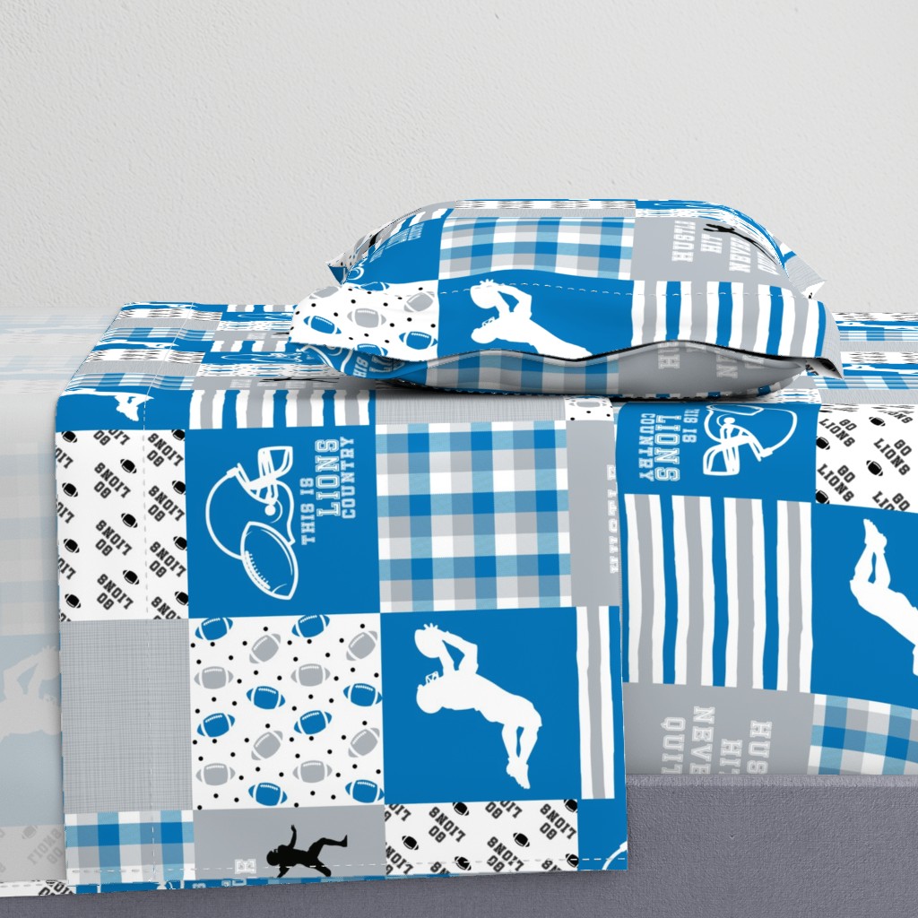 Football//Hustle Hit Never Quit//Lions - Wholecloth Cheater Quilt