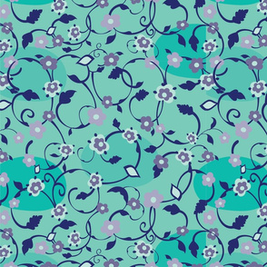 Eslimi floral in cool turquoise