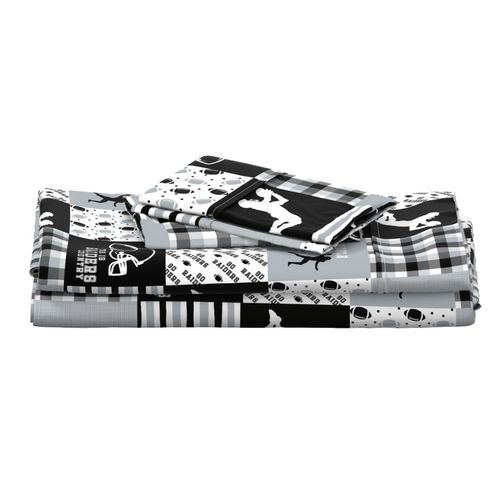 Football//Hustle Hit Never Quit//Raiders - Wholecloth Cheater Quilt