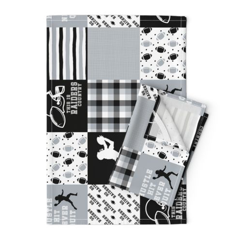 Football//Hustle Hit Never Quit//Raiders - Wholecloth Cheater Quilt - Rotated