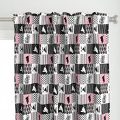 3 inch Eat Sleep Snowmobile//Pink - Wholecloth Cheater Quilt - Rotated