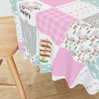 Happy Camper//Pink - Wholecloth Cheater Quilt 