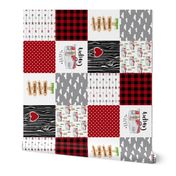 Happy Camper//Red - Wholecloth Cheater Quilt - Rotated