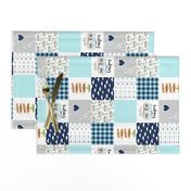 3 inch Happy Camper//Aqua - Wholecloth Cheater Quilt - Rotated