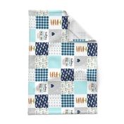 3 inch Happy Camper//Aqua - Wholecloth Cheater Quilt - Rotated