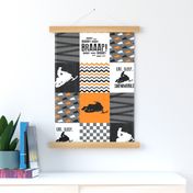 Eat Sleep Snowmobile//Orange - Wholecloth Cheater Quilt 