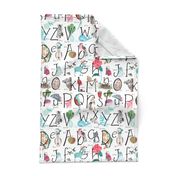 Alphabet ABC // Pink, blue, green, girls room nursery decor little girls fabric