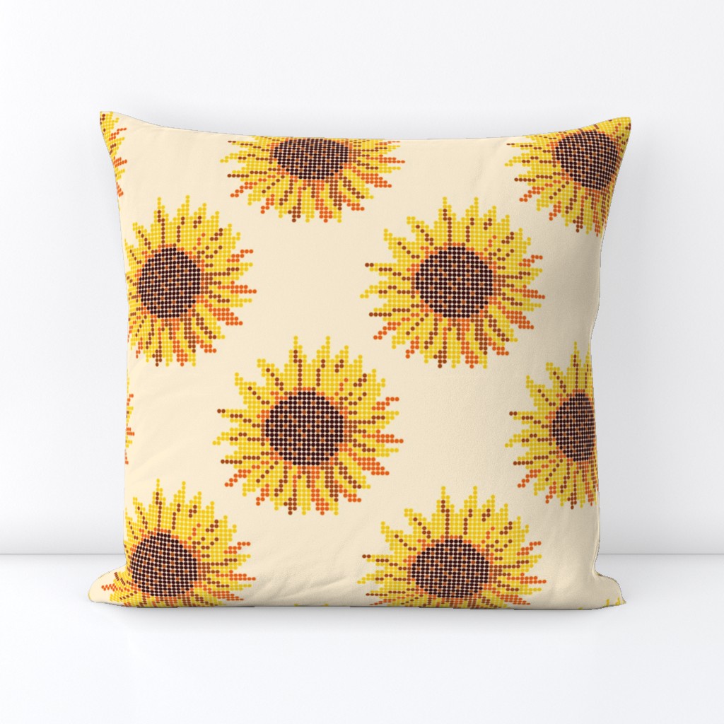 Dots Sunflower blossoms yellow cream Wallpaper