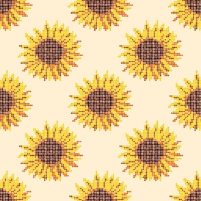 Dots Sunflower blossoms yellow cream Wallpaper