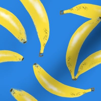 Bananas on dark blue