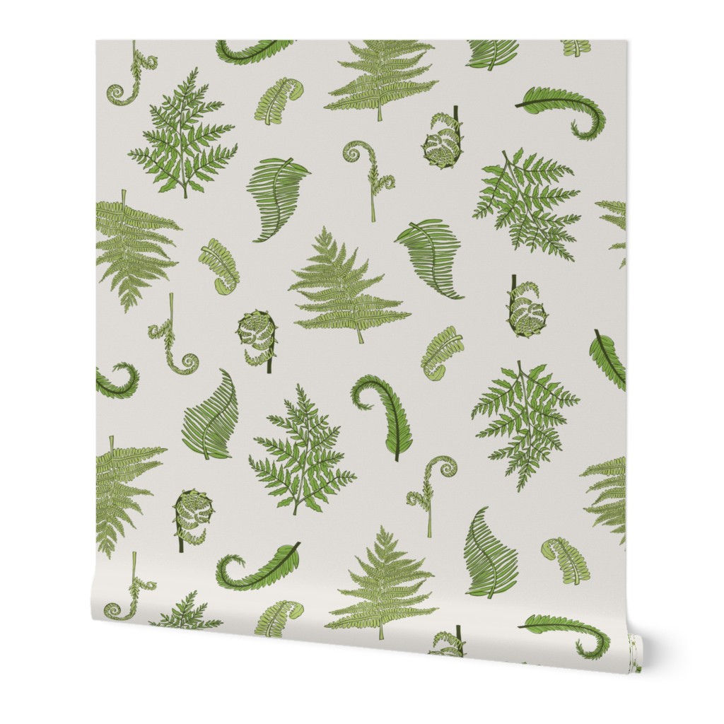 Woodland Ferns-Cream