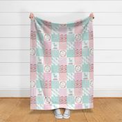 Fawn Baby Quilt – You Are So Loved – Mint Pink Lilac Patchwork Floral Wholecloth