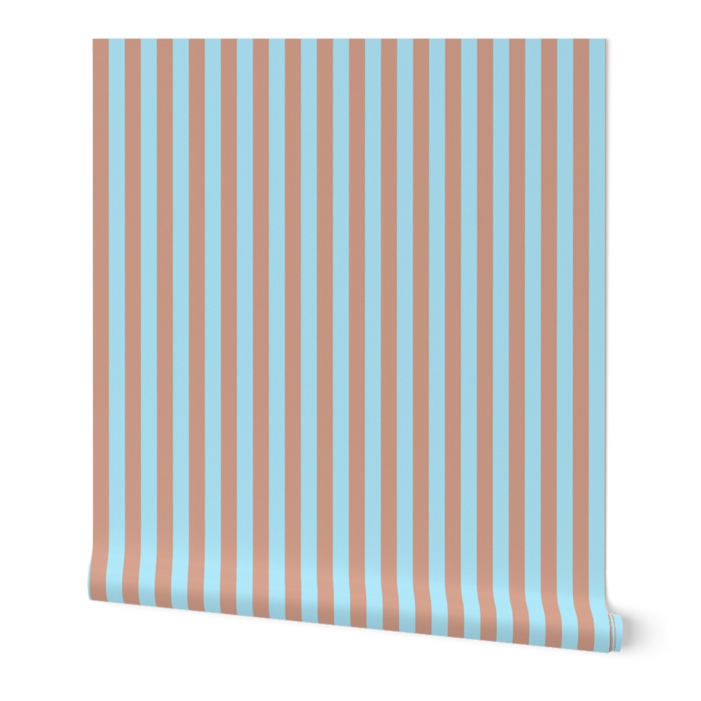JP18 - Sky Blue and Peachy Mauve Wide Stripes