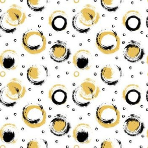 Black and Gold Brushed Circles on White