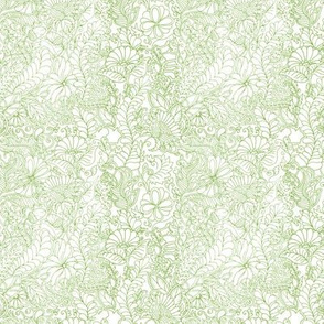 Green Magic Forest. Floral Outline Eco Tangles. 