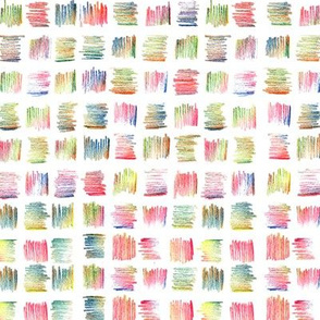 Multicolored Pastel Pencils Square Strokes in Abstract Rough Shapes.