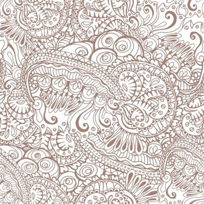 Brown Ornamental Tangles in Abstract Wavy Style