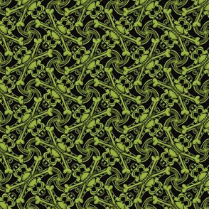 ★ SKULL PLAID ★ Black & Lime Green - Small Scale / Collection : Pirates Tessellations - Skull and Crossbones Prints