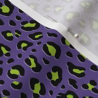 ★ SKULLS x LEOPARD ★ Psychobilly Purple and Green - Small Scale / Collection : Leopard Spots variations – Punk Rock Animal Prints 3
