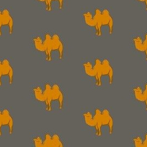 Orange camel on warm gray