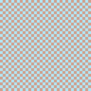 JP18 - Small -  Checkerboard of Quarter Inch Squares in Sky Blue and Terracotta