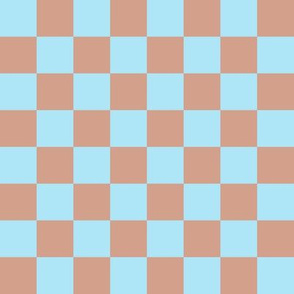 JP18 - Large - Checkerboard in One Inch Squares of Sky Blue and Terracotta