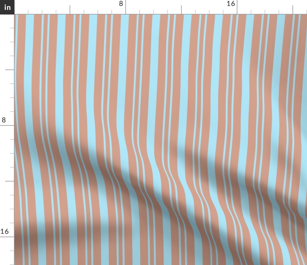 JP18 Sky Blue and Rosy Peach Rhythmic Stripes