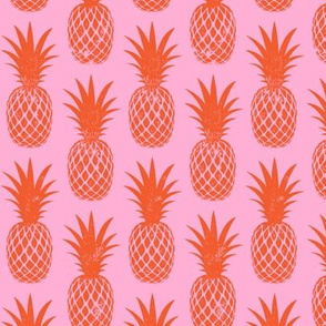 pineapples - red on pink