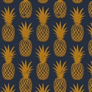 pineapples on dark blue