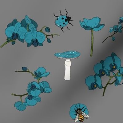 Poppy orchid meadow teal