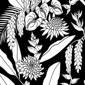 Tropical bouquet b&w