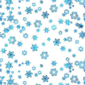 Snowflake Sky - Bright Blue on White