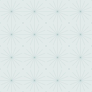 Nineteen Sixty Starburst: Watery Blue Green Geometric Pattern