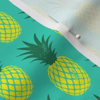 pineapples - yellow on teal