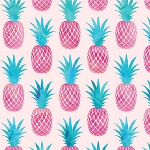 pineapples - watercolor pink on pink
