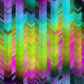 ABSTRACT PSYCHEDELIC ARCHITECTURAL CHEVRON GEOMETRY LIME TURQUOISE PURPLE FUCHSIA