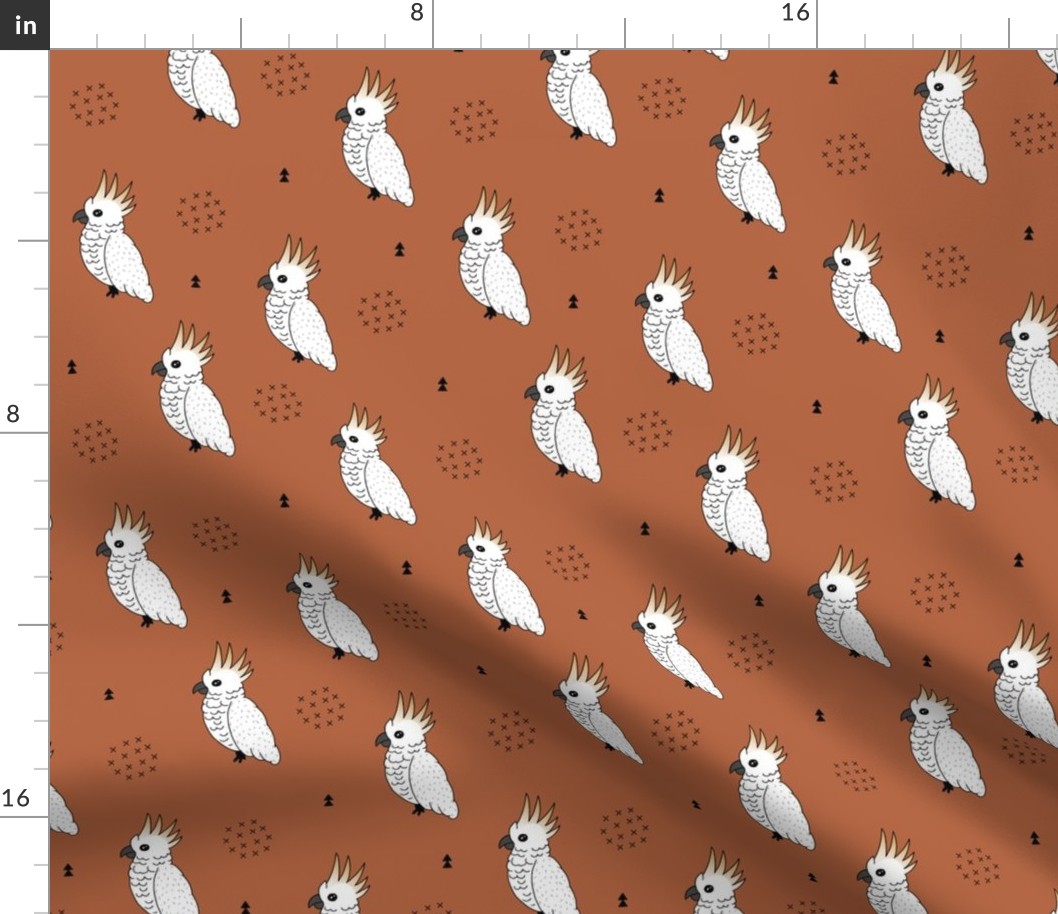 Sweet minimal style cockatoo birds illustration pattern copper