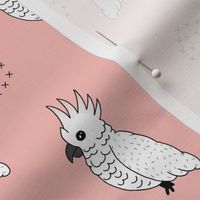 Sweet minimal style cockatoo birds illustration pattern soft pink girls