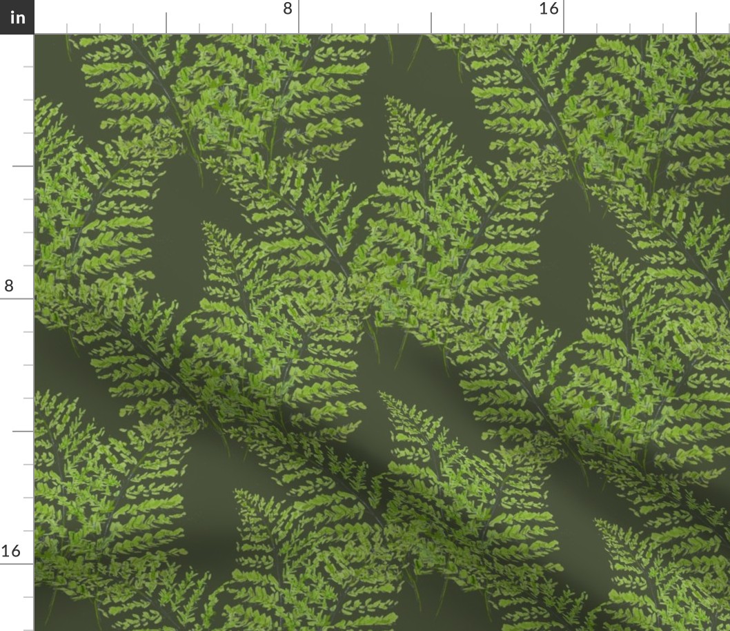 Feathery Ferns, tonal green